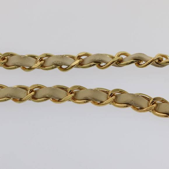 CHANEL COCO Mark Chain Tote Bag Straw Leather Beige Gold CC Auth yk14915 - Picture 8 of 16